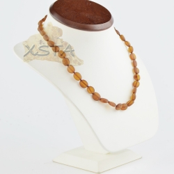 Baltic amber necklace dark cognac raw beads